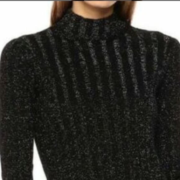 THEORY MOCK NECK PULLOVER LIGHTWEIGHT SWEATER IN BLACK LUREX WOOL BLEND SIZE S - Picture 1 of 6